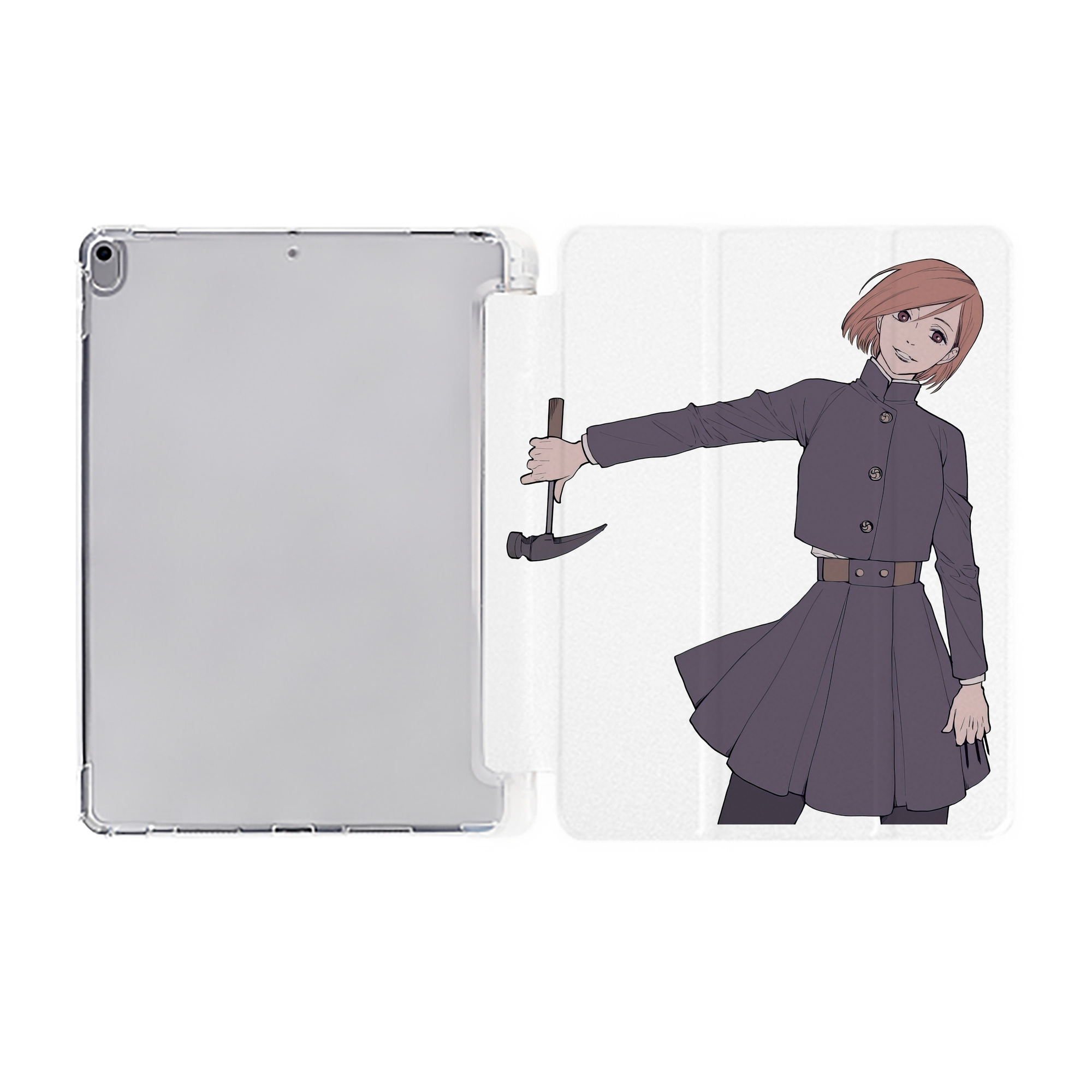（画像用） 呪術廻戦 Jujutsu Kaisen IPad ケース ペン収納付き 三つ折りスタンド PUレザー×シリコン 対応機種9.5/10.5/10.9インチ